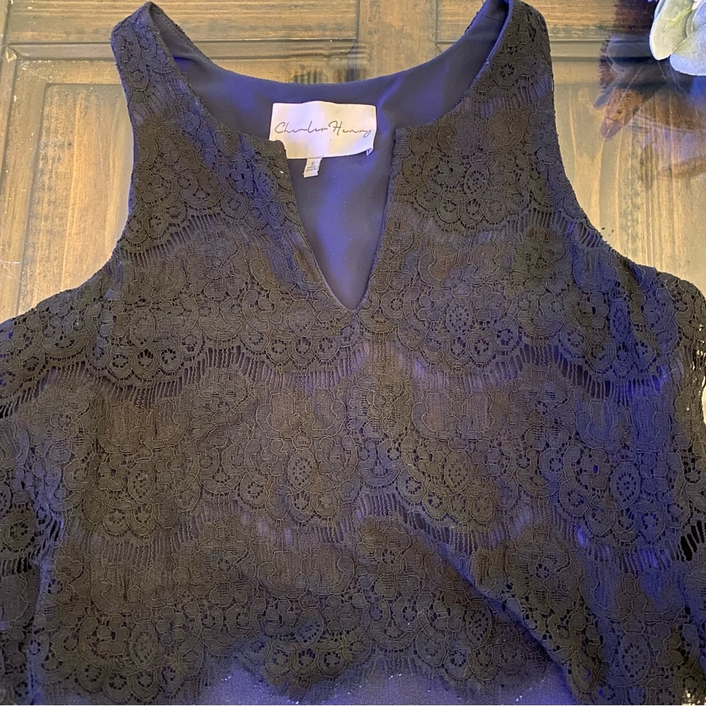 Charles Henry Two Color Lace Dress - Picture 2 of 11